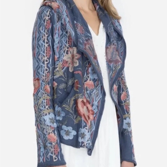 Johnny Was metallic thread Syelles Embroidered
Hoodie Jacket Indigo NWT RARE - Picture 4 of 16